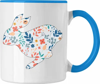 Produktbild von Trendation - Tasse Ostern Ostergeschenke Kinder Jugendliche Geschenke Lustige Grafik Osterhase (Blau)