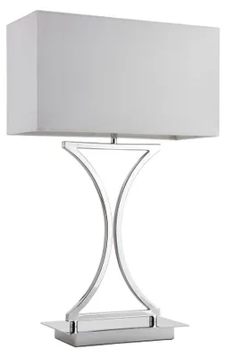 Immagine prodotto di Lampada da tavolo con corpo decorativo EPALLE cromato-bianco, 1xE14x60W, metallo, dimensioni: 58,5x36x16 cm, IP20, Endon