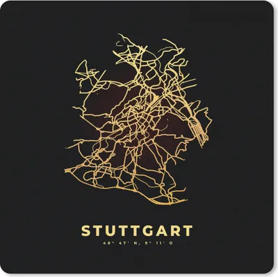Produktbild von MuchoWow® Mauspad Mousepad Karte - Stuttgart - Karte - Gold - Stadtplan 20x20 cm - Mousepads - Maus Mat - Pad - Mausunterlage - Desk Mat - Bureauartikeln