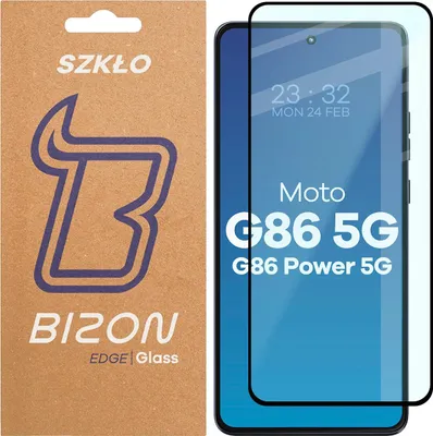 Produktbild von Gehärtetes Glas für Motorola Moto G86 5G / G86 Power 5G, Bizon Glass Edge 2, Schwarzer Rahmen