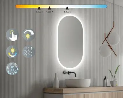 Obrázek produktu pro Oválné zrcadlo s osvětlením form&style LEMBATA s ochranou proti zamlžení 50 x 90 cm 90 x 50 cm IP 44