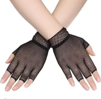 Immagine prodotto di CHPN - Guanti senza dita - Guanti in rete - Guanto in rete - Neri - Guanti con fori - Carnevale - Festa a tema - Guanti senza dita - 1 paio
