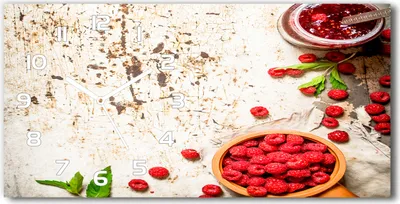 Produktbild von Wanduhr aus Glas – 60x30 cm - Glasbild - Glasuhr - Gehärtetes Glas - weisse-zeiger - Himbeermarmelade