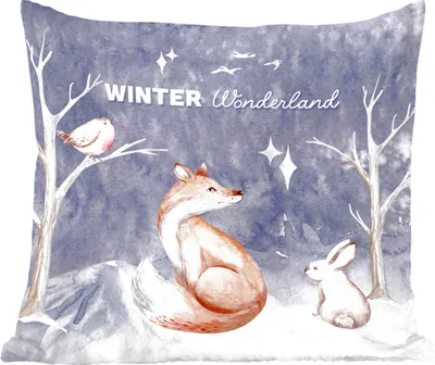 Produktbild von MuchoWow® Zierkissen Sofakissen Wohnzimmer Dekokissen 60x60 cm Winter - Schnee - Fuchs - Sitzfläche - Foto Polster