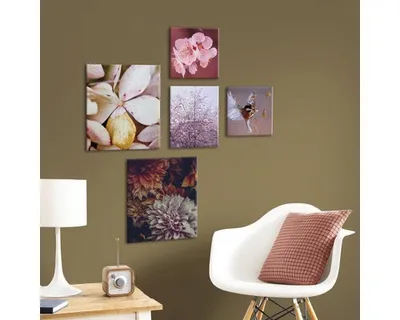 Produktbild von Art for the Home Leinwandbilder Blumenmeer SET 5-Teilig Wanddeko Schlafzimmer Wohnzimmer 80x60 cm