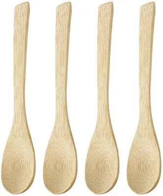 Image de Lot de cuillères en teck pour la cuisine, 16 cm, couleur naturelle, cuillères en bois, cuillères de cuisine
