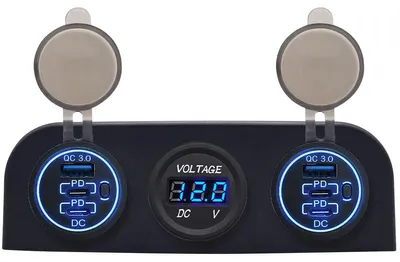 Produktbild von ProRide 12V USB Auto-Ladegerät 6 Anschlüsse QC3.0 P19171 Voltmeter