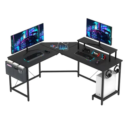 Produktbild von Gaming Schreibtisch PC Tisch Computer-Bürotisch in Schwarz Computertisch mit Kohlefaserbeschichtung