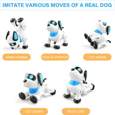 Imagen del producto de Perro robot electrónico LE NENG K21, perro robot con trucos, controlado por control remoto, juguete para niños, con control de voz, programable, con música y funciones de baile, ideal para regalos de cumpleaños o Navidad
