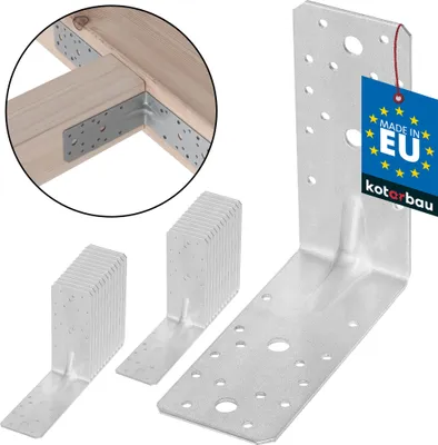 Produktbild von KOTARBAU® Winkelverbinder 25 Stk. 150x150x65 Bauwinkel mit Sicke Silber