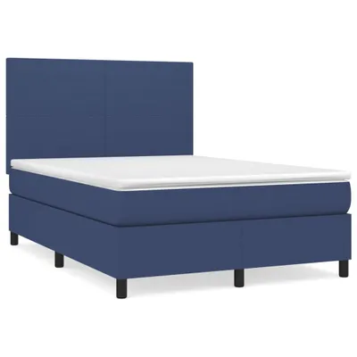 Produktbild von vidaXL Boxspringbett mit Matratze Blau 140x190 cm Stoff