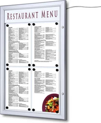 Produktbild von Showdown Speisekarten Schaukasten LED Outdoor - 4x DIN A4 - Aluminium / Stahl - Silber