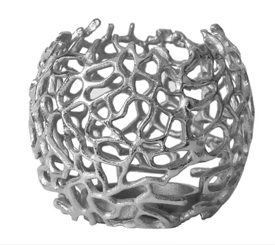 Produktbild von Aluminium Kerzenständer 'Lea' (Größe: L) - Teelichthalter silber, Kerzenhalter, Kerzenleuchter, Tischdeko, Gastgeschenk und Hochzeitdekoration , 16x16x13h Metall