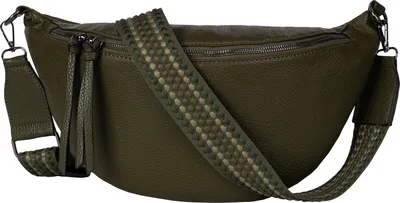 Produktbild von Bauchtasche (TTL-129) Umhängetasche Crossbody-Bag Hüfttasche Kunstleder Italy-Design DARK GREEN
