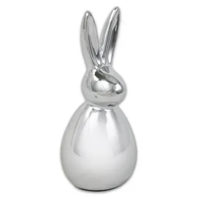 Produktbild von Hase Porzellan silber glänzend Osterdekoration Ostern 6x6x14cm