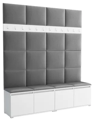 Produktbild von Garderobe LUTON 2 WHITE 33 – Farbe Weiß, moderner Schrank 40x200x213 cm, funktionale Lösung für den Flur, Garderobeschrank, Flurmöbel