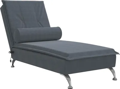 Produktbild von vidaXL Massage-Chaiselongue mit Nackenrolle Dunkelgrau Samt