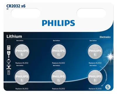 Obrázek produktu pro Philips CR2032P601B, CR2032, Lithium, 6 kusů, Stříbrná