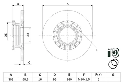 Immagine prodotto di Disco freno BOSCH 0 986 479 F62