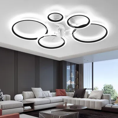 Obrázok produktu pre Stropný ventilátor s priemerom 100 cm, s LED osvetlením s možnosťou stmievania, čierny, tichý, s medeným motorom, vhodný do obývačky