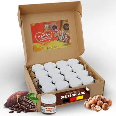 Produktbild von Genussleben Box mit 400g nutella, 16x Mini Gläser