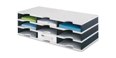 Produktbild von Sortierablage Trio 12 Fächer H293xB723xT331mm Polystyrol grau/schwarz STYRO