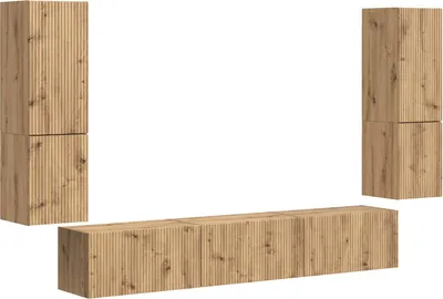 Image de Ensemble de meubles TV Fixé au mur 4 pcs Chêne Artisan Bois composite
