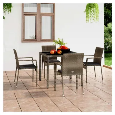Produktbild von Gartenstühle mit Kissen 4 Stück Poly Rattan Grau