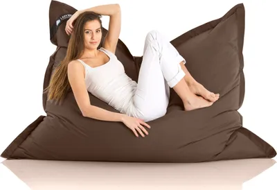 Produktbild von Lazy Bag XXL Sitzsack Braun 180x140 cm – In- & Outdoor Riesensitzsack, Abwaschbarer Nylon Bezug, Inklusive EPS-Perlen Füllung