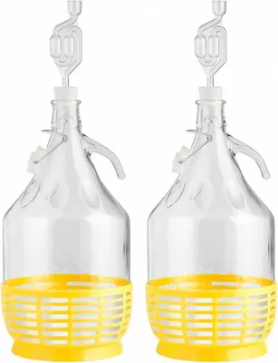 Produktbild von lilawelt24 2 x 5L Glasballon Gärballon Set mit Schutzkorb, Bügelverschluss, Gärrohr & Stopfen – Fermentationsgefäß für Wein & Most