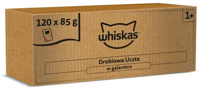 Produktbild von WHISKAS Festmahl in Gelee Geflügel – Nassfutter für Katzen – 120x85g