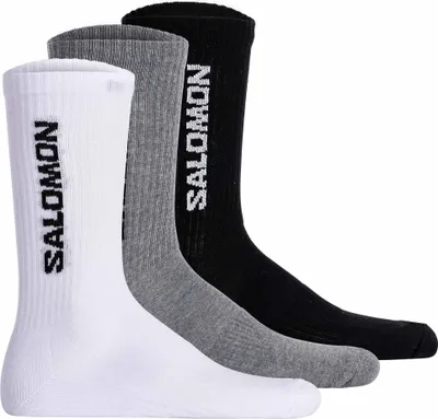 Zdjęcie produktu dla Skarpety uni  Salomon, 3-pak - EVERYDAY CREW, frotte, strefa wsparcia, logo czarny/biały/szary 36-38