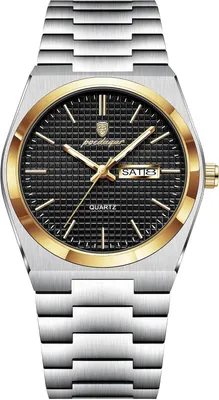 Produktbild von Herren Business Armbanduhr aus Edelstahl mit Datums- und Wochentagsanzeige, Leuchtzeiger, Wasserdichte Quarzuhr Elegant