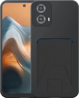 Produktbild von Geeignet für Motorola Moto G34 / G45 Phone Case mit einstellbaren Leder Kartenschlitz - Flexible Back Cover Case Silikon TPU mit einstellbaren Leder Kartenschlitz - Schwarz - Smartphonica