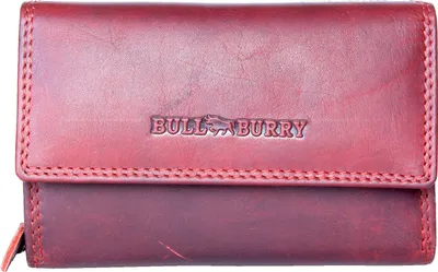 Produktbild von Mittelgroße RFID Dunkelrote Lederbrieftasche Bull Burry Whole Hergestellt aus einem starken echten Rindsleder