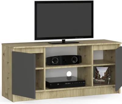 Produktbild von BDW, Kommode, RTV Schrank, TV Möbel, 120x55x40 cm, , Eiche Artisan - Grau