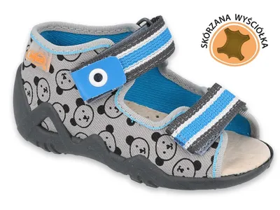 Produktbild von BEFADO Jungen Hausschuhe Sandalen Papi 350P017 , Lederinnensohle, Grau 22
