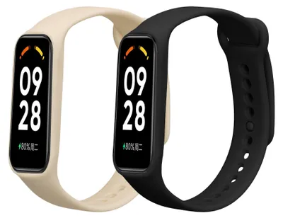Produktbild von kwmobile 2x Uhrenarmband für Xiaomi Smart Band 8 Active Armband - Fitnesstracker Band Set aus TPU Silikon - Ersatzarmband Smartwatch - Schwarz Beige