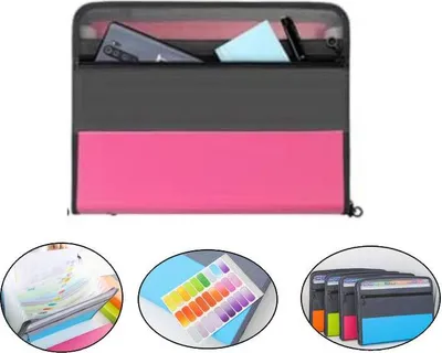 Produktbild von Dokumentenmappe 13 Fächern, Fächermappe Datei Organizer mit Reißverschluss, Ordner Organizer A4/Document organizer/Ordner für Büros und Schulen, rosa, 1 Stück