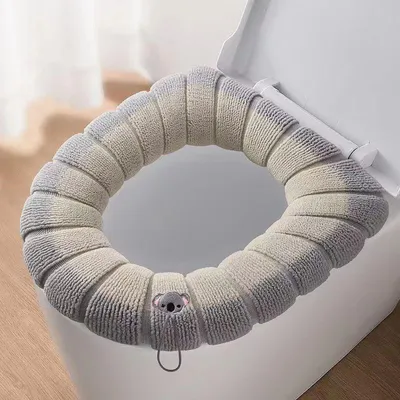 Produktbild von Waschbarer, weicher Toilettensitzbezug, 1 Stück, warmes Toilettensitzkissen mit Hebeband, Haushalts-Toilettenzubehör