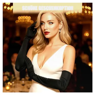Produktbild von Halloween Kostüm, Lange Handschuhe, 2 Paar Lange Ballhandschuhe in Schwarz und Weiß, Elegante Abendhandschuhe für Damen, Geeignet für Dinnerpartys und Halloween