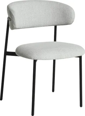 Image de HowHomely Chaise ZOYA Gris Tissu - Design minimaliste, ergonomique, cadre métallique noir
