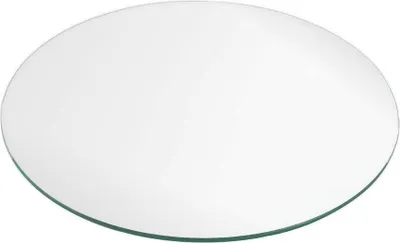 A round, clear glass tabletop.