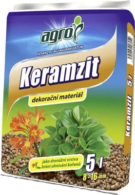 A bag of Keramzit decorative material for plants.