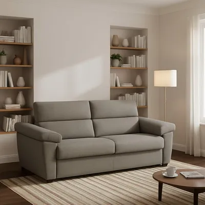 Immagine prodotto di Seui - Divano Letto 2 Posti, 185x95 cm Grigio Tortora, Sfoderabile Italy