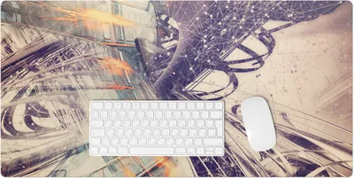 Produktbild von Abstraktes Liniennetz – Schreibtischunterlage – Rutschfeste Tischunterlage – Schreibtischmatte für Büro & Zuhause – Schreibunterlage – Mauspad – Tischmatte – 90 x 45 cm