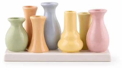 Produktbild von Handgefertigte Dänische kleine Keramik Deko Blumenvasen Set 7 Vasen