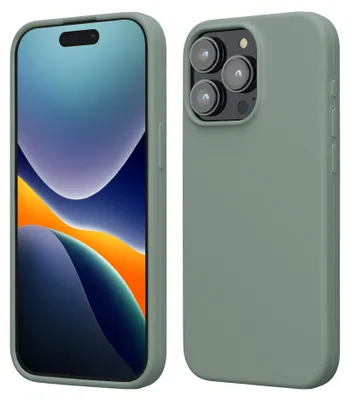 Produktbild von kwmobile Handyhülle für iPhone 15 Pro Max Hülle, für iPhone 15 Pro Max Case - Hülle Silikon - kabelloses Laden - Rainwashed Grün