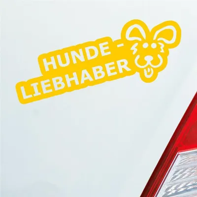 Produktbild von Auto Aufkleber Hundeliebhaber Hund Dog süß Love Liebe 19x9 cm Gelb Sticker Heckscheibenaufkleber