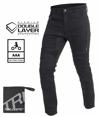 Immagine prodotto di Trilobite Parado, jeans da motociclista slim a doppio strato, neri, taglia 42/32
